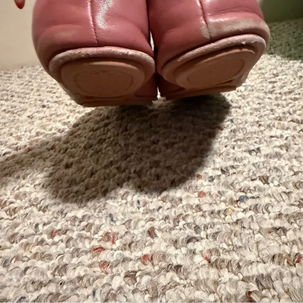 Tory Burch Minnie Travel Ballet with Leather Logo in Rosa- Size 9.5